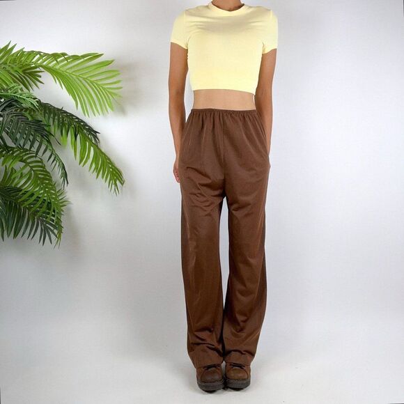 Vintage 90s Fairy Grunge Brown Indie Casual High Waisted Slip Pants / Size: M - Picture 4 of 5